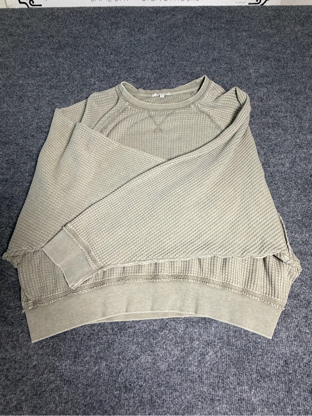 Z Supply Waffle-Knit Crewneck Sweater - Sage